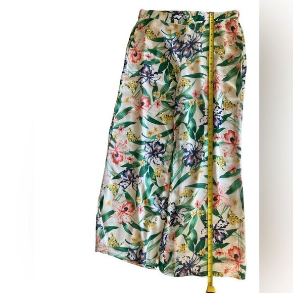 Sweet Pea floral wide leg pants high waist fully lined sz L loose fit - Picture 5 of 7